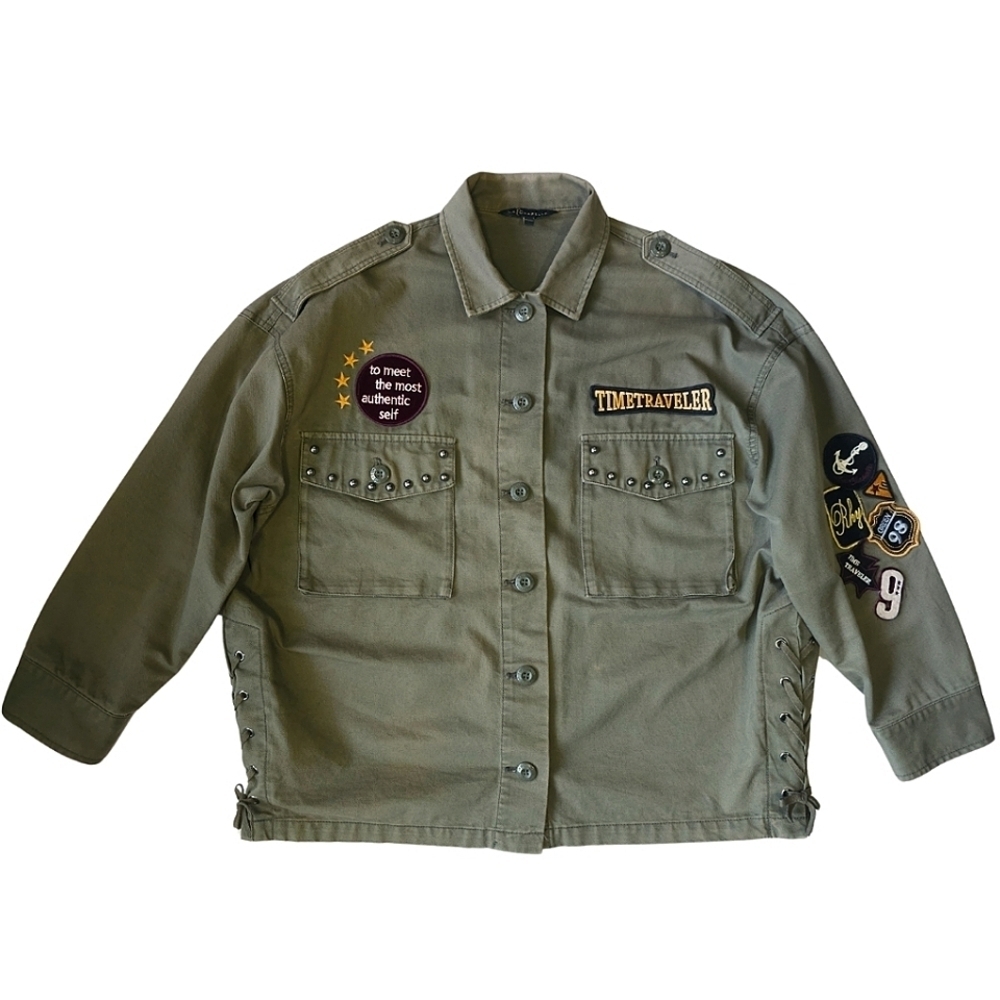 La Chapelle Oversized Grunge Army Green Jacket Size 36 Small